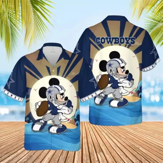 Discover Dallas Football Mickey Sunset Hawaiian Gift For Fans, Gift For Friends V2