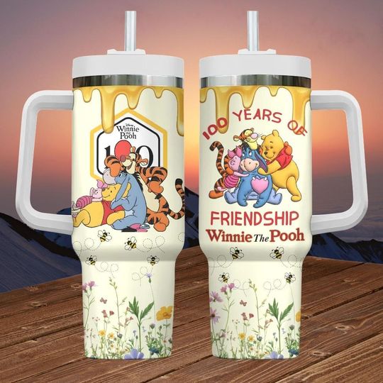 Discover Winnie The Pooh 40oz Tumbler, Pooh And Friends 100 Years Stainless Steel Tumbler, Disney Drinkware Tumbler, Friendship Gift For Her