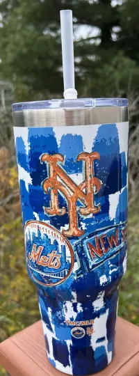 Discover New York Mets 40 oz Colossal Tumbler w/Handle Stainless,Insulated,Straw,Lid