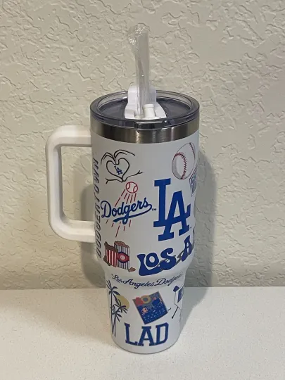 Discover LA Dodgers Cheer Colossal 40 oz Tumbler Stainless Steel With Straw Dodgertown