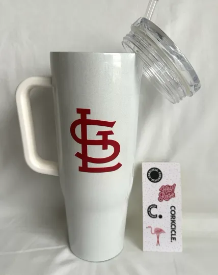 Discover St. Louis Cardinals STL White Sparkle CORKCICLE 40oz CRUISER Tumbler NEW