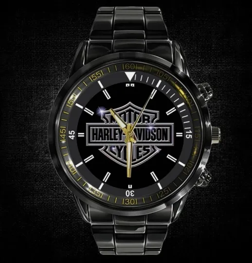 Discover Personalized Harley Motor Racing Davidsonn Black Stainless Steel Watch For Men
