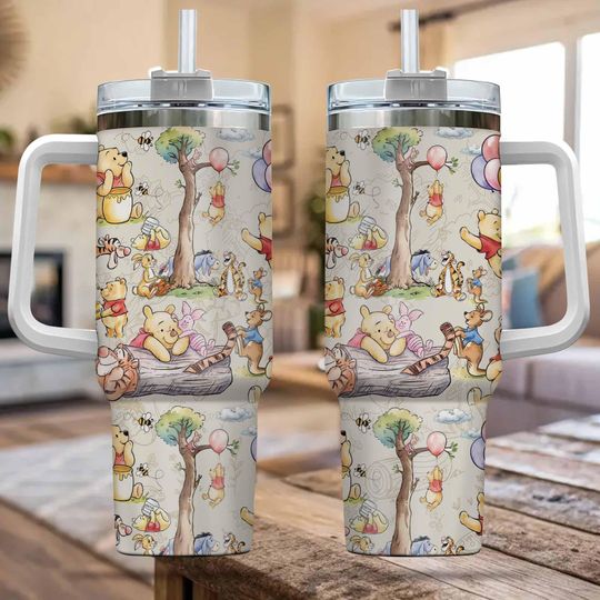 Discover Personalize Winnie The Pooh Vintage Tumbler, Custom Christmas gift, best gift for her, 40oz Tumbler, Birthday Gift for mom