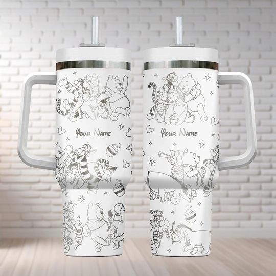 Discover Custom Winnie The Pooh Engraved Tumbler, Retro Pooh and Friends Tumbler Cup, Disney Movie Insulated Tumbler 40oz, Pooh Lover Gift