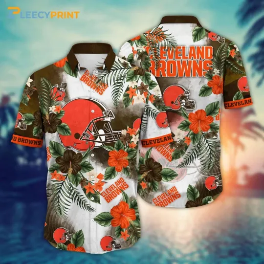 Cleveland football Hibiscus Flower Beachwear Hawaiian Shirt, Gift For Friends