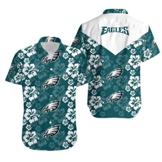 Discover football Philadelphia Eagles Hawaiian Shirt Hibiscus Pattern, Gift For Friends