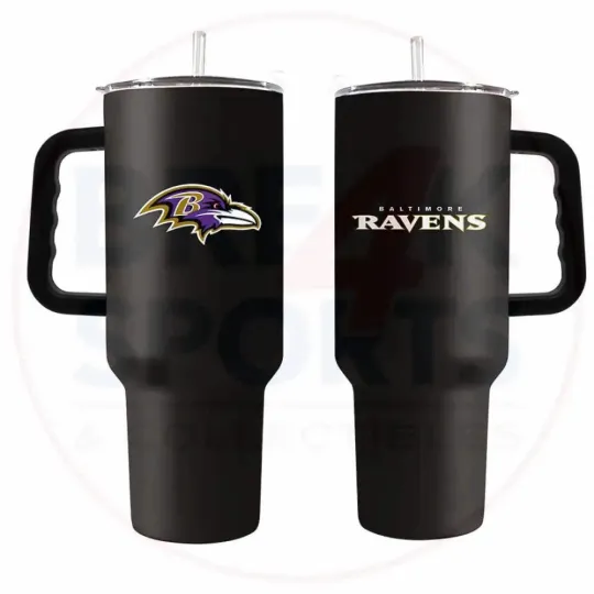 Baltimore Ravens 40oz. Powder Coat Travel Tumbler.
