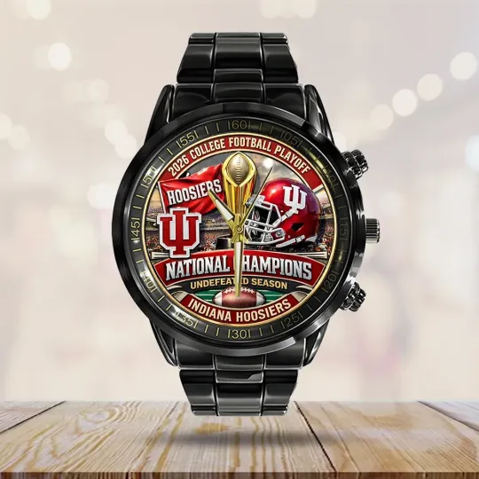 Discover Hoosiers Football 2025 Black Stainless Steel Watch