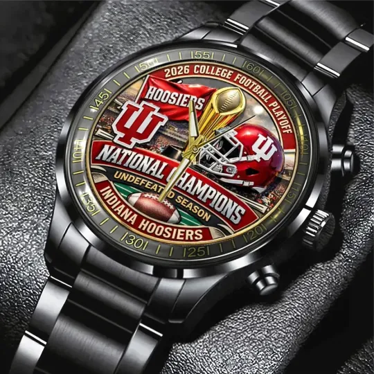 Discover Hoosiers Football 2025 Black Stainless Steel Watch