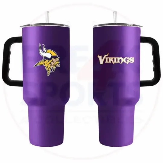 Minnesota Vikings 40oz. Powder Coat Travel Tumbler.
