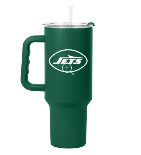 Discover New York Jets Tumbler Green White 40 oz football Flipside Powder Coat