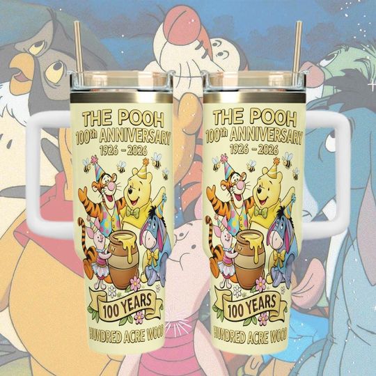 Discover Winnie The Pooh And Friends 40oz Tumbler, Winnie the Pooh 100th Anniversary Tumbler, Cute Cartoon Tumbler, Birthday Gift For Kids