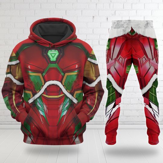 Discover Iron Man Inspired Hoodie Jogger Set, Cosplay Costume, 3D Superhero Print, Halloween Outfit