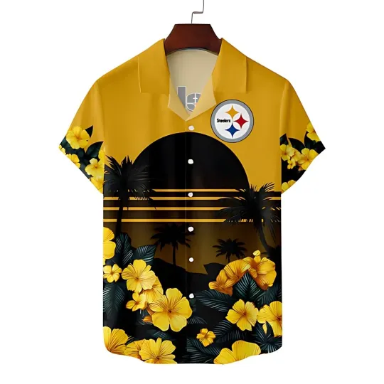 Discover Pittsburgh Football Sunset Vibes Hawaiian , Gift For Friends, Gift For Fans