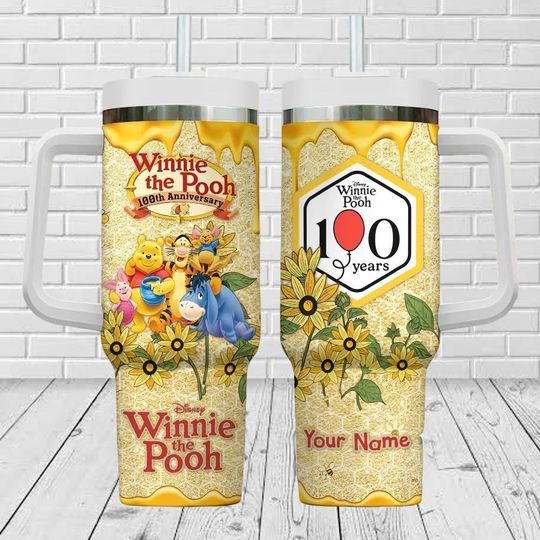 Discover Personalized Winnie The Pooh 40oz Tumbler, Pooh And Friends Tumbler Cup, Disney Cartoon Insulated Tumbler, Disneyland Gift