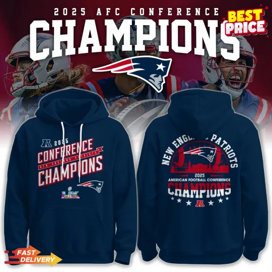 New England Patriots x AFC Conference Champions Super Bowl LX Hoodie