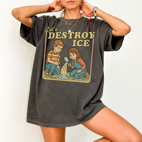 Discover Let's Destroy Ice Shirt, Fuck ICE T-Shirt, Subtle Abolish ICE Short Sleeve Tee, Pro Immigration Ally,Human Rights FDT Protest