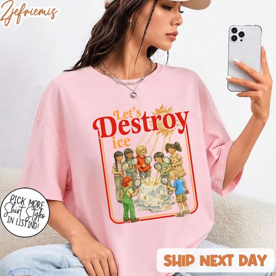 Discover Lets Destroy ICE Shirt, Retro Protest Tee, Satirical Graphic T-Shirt, Subtle Abolish ICE Shirt, Anti ICE Tee, Anti Trump Fdt Protest Tee