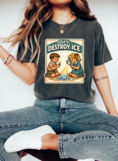Discover Lets Destroy ICE Shirt, Retro Protest Tee, Satirical Graphic T-Shirt, Subtle Abolish ICE Shirt, Anti ICE Tee, Anti Trump Fdt Protest Tee