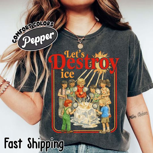 Discover Lets Destroy ICE Shirt, Retro Protest Tee, Satirical Graphic T-Shirt, Subtle Abolish ICE Shirt, Anti ICE Tee, Anti Trump Fdt Protest Tee