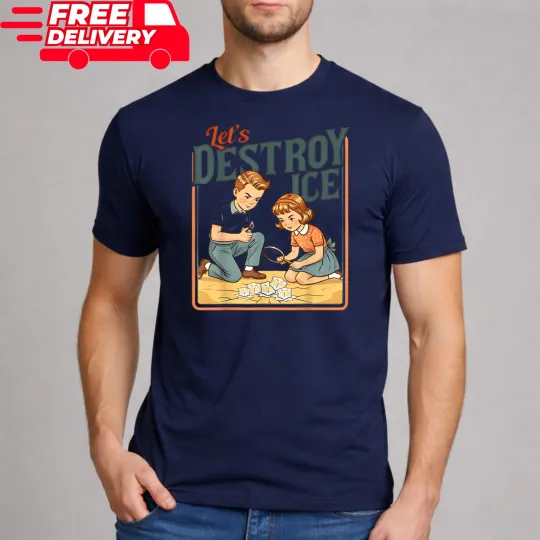 Discover Funny Let's Destroy Ice T-Shirt Retro 50s Graphic Aesthetic Art Unisex T-Shirt