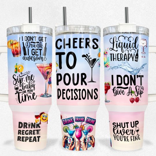 Discover Cheers To Pour Decisions 40oz Tumbler Wrap, Alcohol Tumbler Wrap, Alcohol 40oz Tumbler, Funny Tumbler Wrap, PNG Files Digital Download