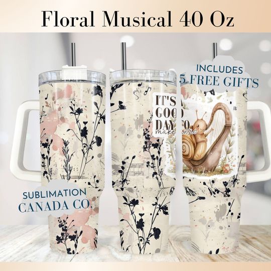 Discover Floral Musical 40 Oz Tumbler Wrap, 40 Oz Wrap Music Teacher Tumbler Wrap,Music Sublimation Design Digital Download PNG Instant DIGITAL ONLY