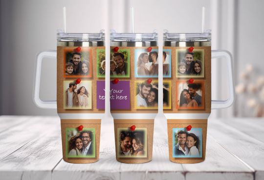 Discover Make Your Own 10 Photo Frame Tumbler 40oz Quencher Tumbler Wrap. Family photo with text tumbler Design Sublimation, Digital Download PNG