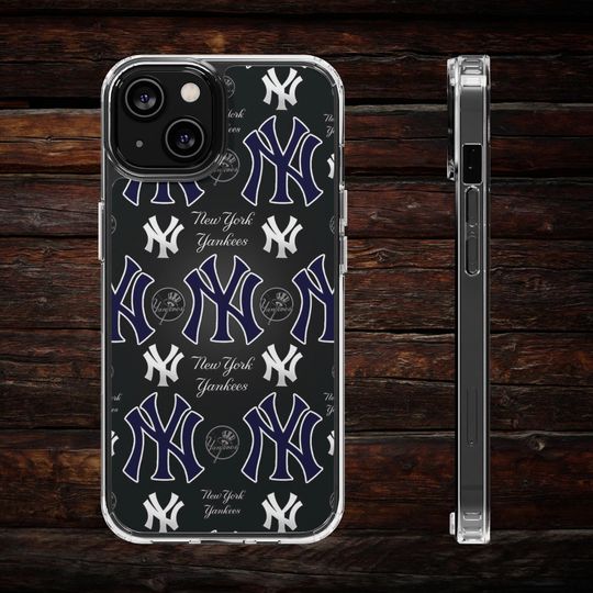Yankees Pattern Phone Case for iPhone 15 14 13 Pro Max Mini Plus Pro Dark Realistic New York Major League Baseball Case