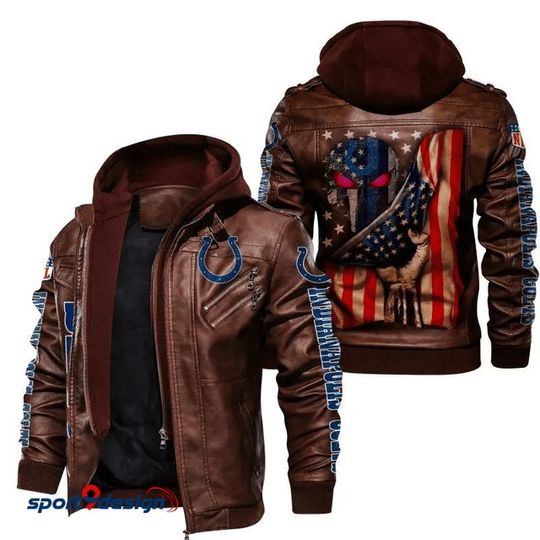 Indianapolis Colts Leather Hood Jacket