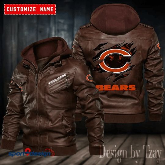 Chicago Bears Leather Hood Jacket