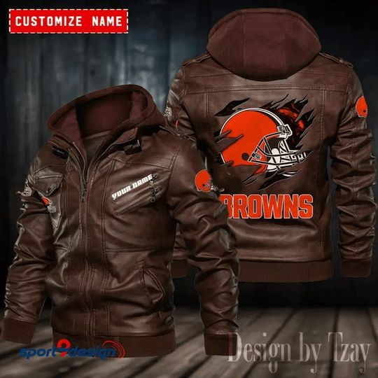 Cleveland Browns Leather Hood Jacket