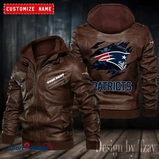 New England Patriots Leather Hood Jacket
