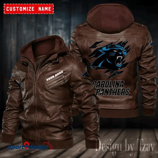 Carolina Panthers Leather Hood Jacket