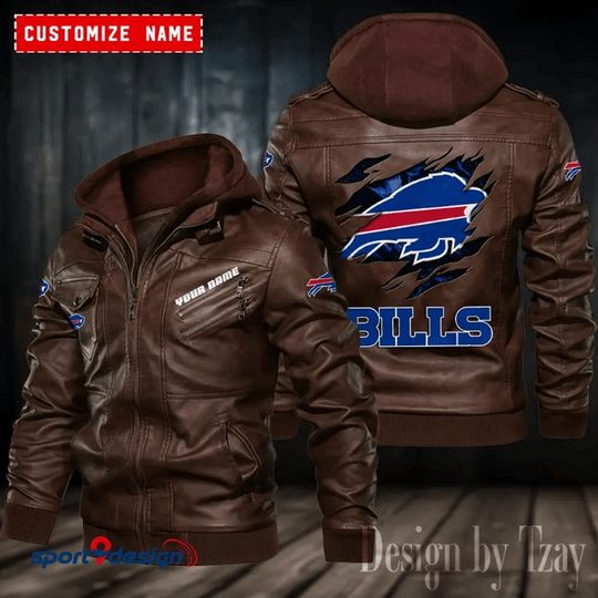 Buffalo Bills Leather Hood Jacket