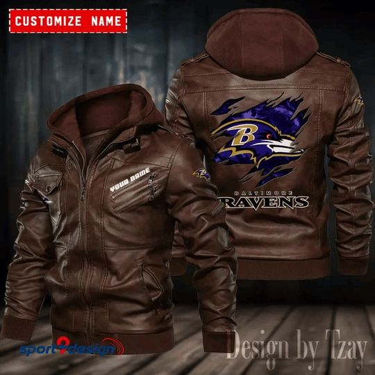 Baltimore Ravens Leather Hood Jacket