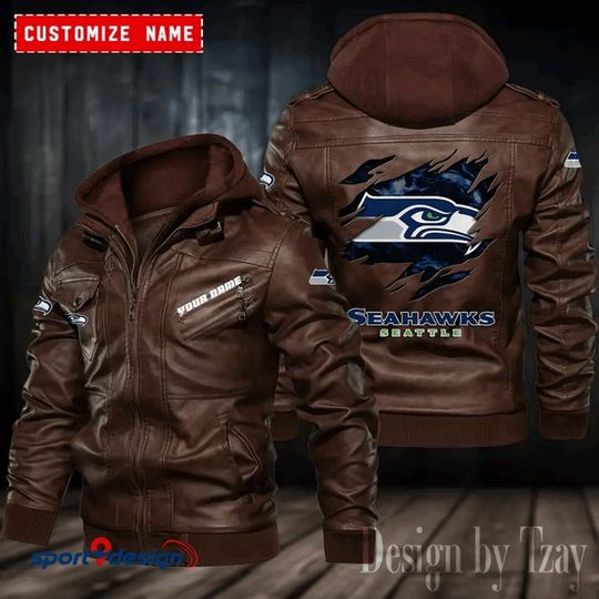 Seattle Seahawks Leather Hood Jacket