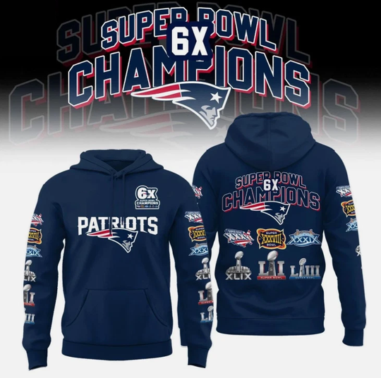 Discover Patriots 6 Time Bowl Champions Hoodie 3D