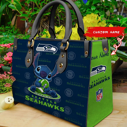 Custom Name football Seattle Seahawks Stitch Women Hand Bag