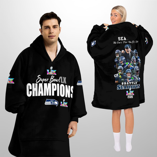 Discover 2026 Seahawks SB LX Champions Blanket Hoodie