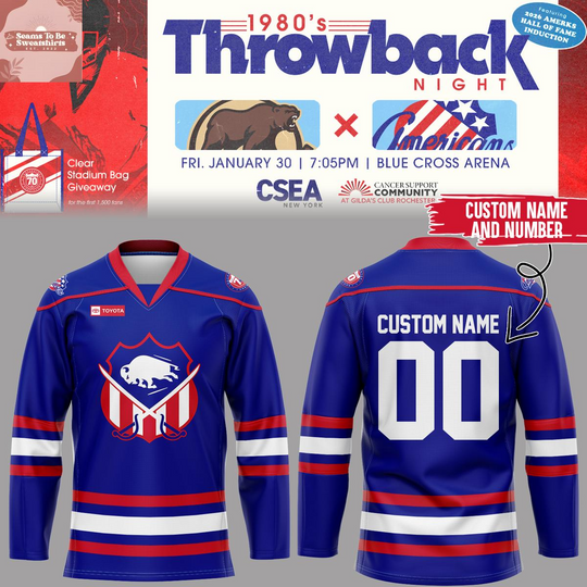 Discover Rochester Americans Throwback Hall Of Fame Night Celebrating Personalized Hockey Jersey
