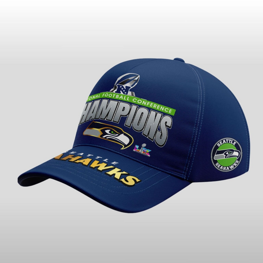 Discover Seattle Seahawks NFC National Football Conference Champions Game Hat