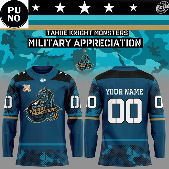 Discover Tahoe Knight Monsters Military Appreciation 2026 Personalized Hockey Jersey