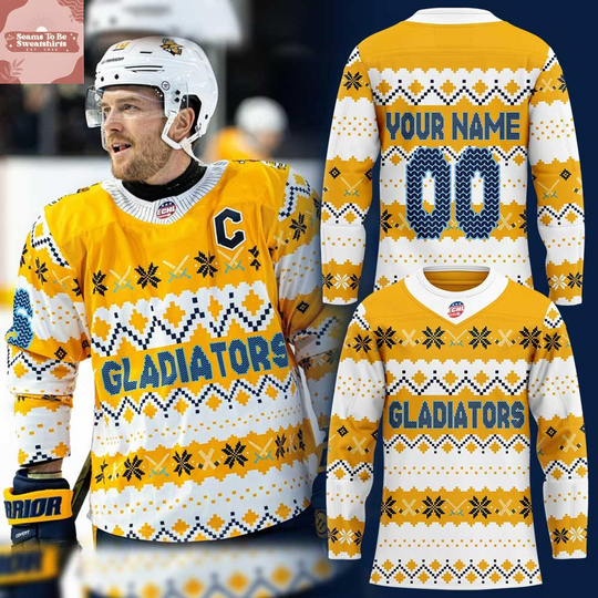 Discover Personalized Atlanta Gladiators Christmas Holiday Details Hockey Jersey