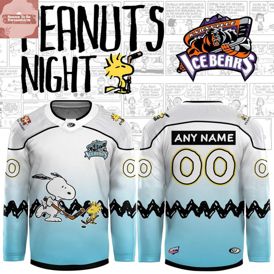 Discover Knoxville Ice Bears x Peanuts Night 2025 Personalized Hockey Jersey