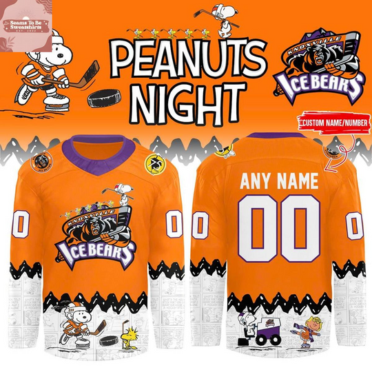 Discover Knoxville Ice Bears x Peanuts Night 2026 Personalized Hockey Jersey