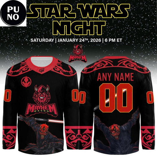Macon Mayhem x Star Wars Night 2026 Personalized Hockey Jersey