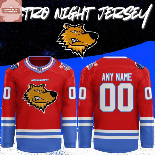Discover Mississippi Sea Wolves x Retro Night 2026 Personalized Hockey Jersey