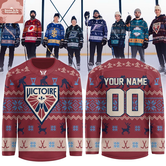 Discover PWHL Montreal Victoire Holiday Details Personalized Hockey Jersey