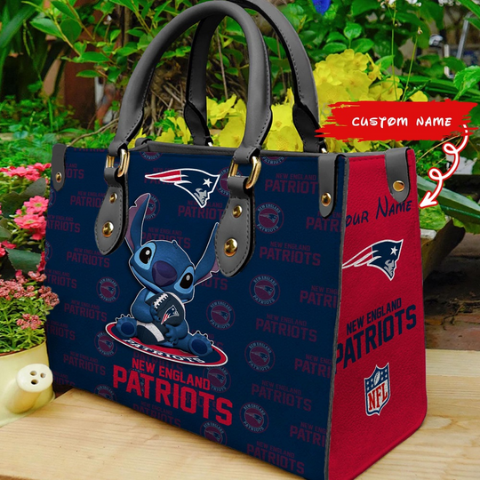 Discover Custom Name football New England Patriots Stitch Women Hand Bag
